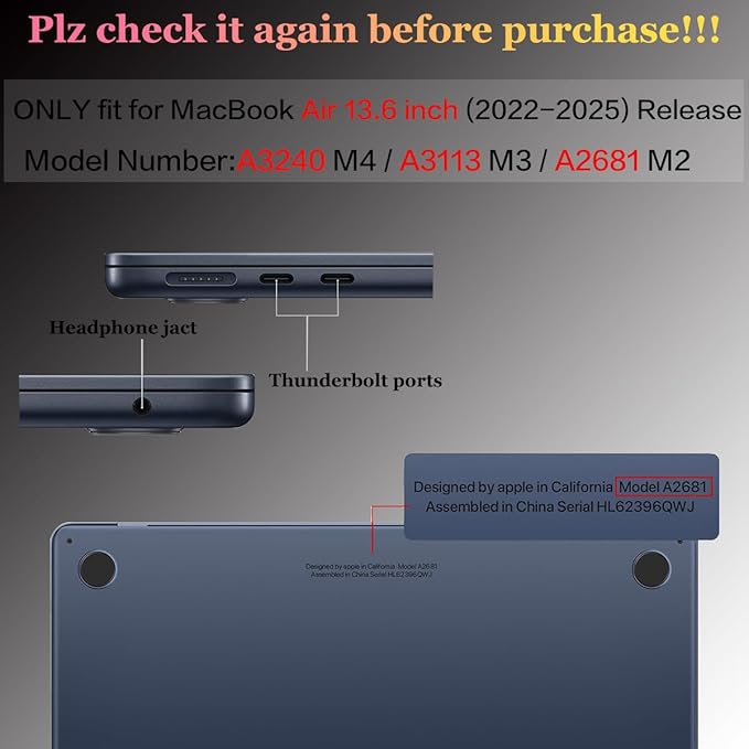 CISSOOK Compatible with MacBook Air 13.6 inch Case 2025 2024 2022 Release M4 A3240 M3 A3113 M2 A2681, Plastic Hard Shell Protective Case with Keyboard Cover Screen Protector, Beach&Shell