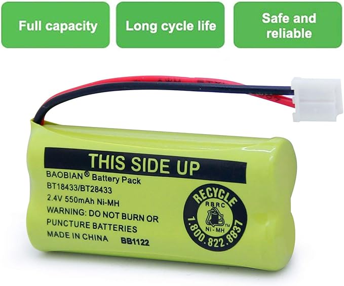 BT18433/BT28433 BT184342 BT284342 BT1011 BT-1011 Cordless Phone Battery CL80109 CS6209 TL90078 BT-8300 BATT-6010 CS6219 CS6229 BT-1018 BT-1022 (4Pack)