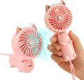 QearFun Handheld Lanyard Fan Portable, Mini USB Rechargeable, 3 Speed Strong Personal, 8-12 Hours Small Makeup for Girls Women Travel Beach (Pink&Green)