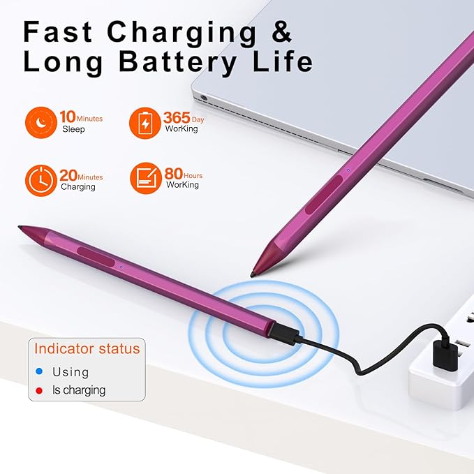 Stylus Pen for ASUS Transformer/ASUS Zenbook/ASUS Vivobook Flip/ASUS Notebook Touchscreen Laptop Tablet Rechargeable MPP 2.0 Tilt Pencil 4096 Pressure Sensitivity Microsoft MPP Protocol, Red
