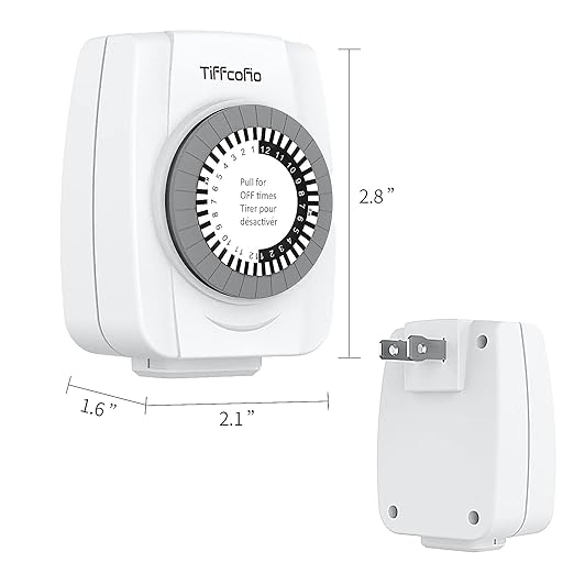 TiFFCOFiO Indoor Mechanical Timers for Electrical Outlets, 2 Prong Plug in Outlet Daily Repeating Light Timer for Indoor Lights, ETL Listed (2 Pack)