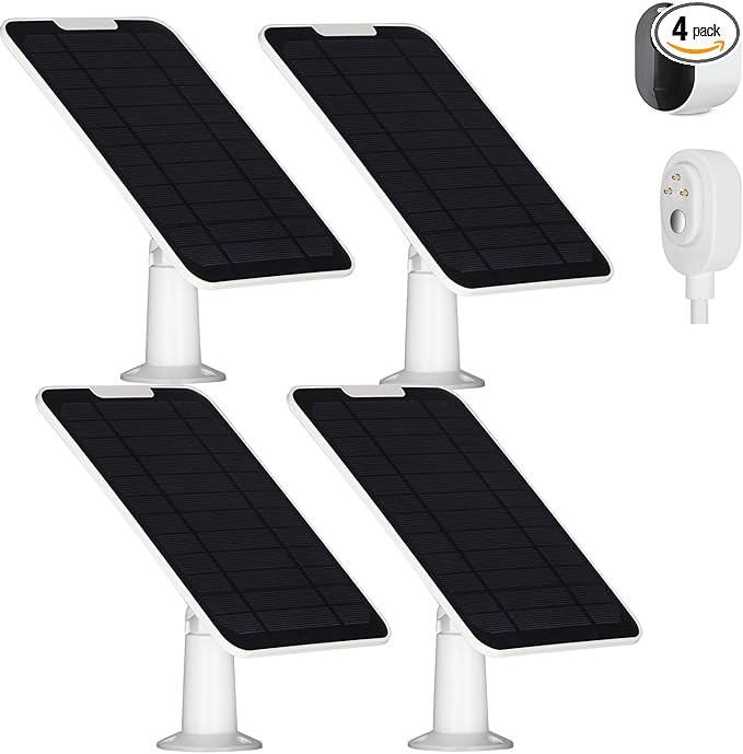 Solar Panel Charger Compatible with Arlo Pro 3/Pro 4/Pro 5S/Ultra/Ultra 2/Go 2 Continuous Power Supply IP65 Weatherproof with 9.8ft Charging Cable and Adjustable Wall Mount 4 Pack