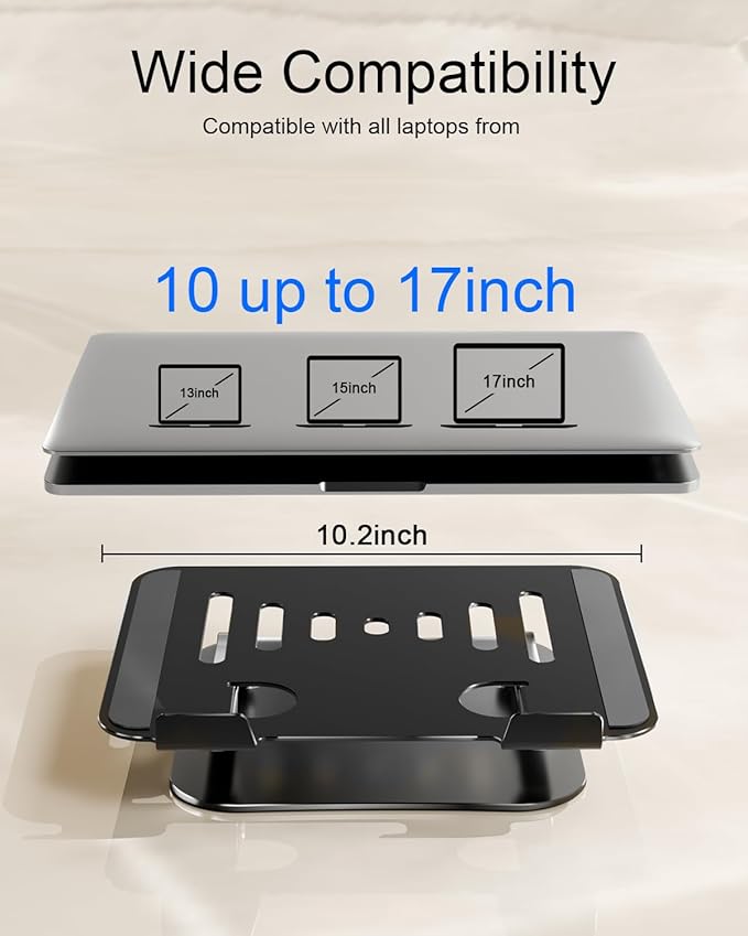 Laptop Stand Adjustable MacBook Stand for Desk Aluminum Notebook Holder Ergonomic Computer Riser Portable Desktop Stand Compatible with All MacBook Notebook Laptop 10-17 Inch