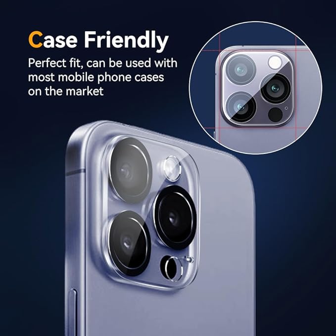 Camera Lens Protector for iPhone 13 Pro 6.1" & iPhone 13 Pro Max 6.7",9H Tempered Glass，Ultra HD, Scratch Resistance Easy to Install，Case Friendly，[Does not Affect Night Shots] 3-Pack