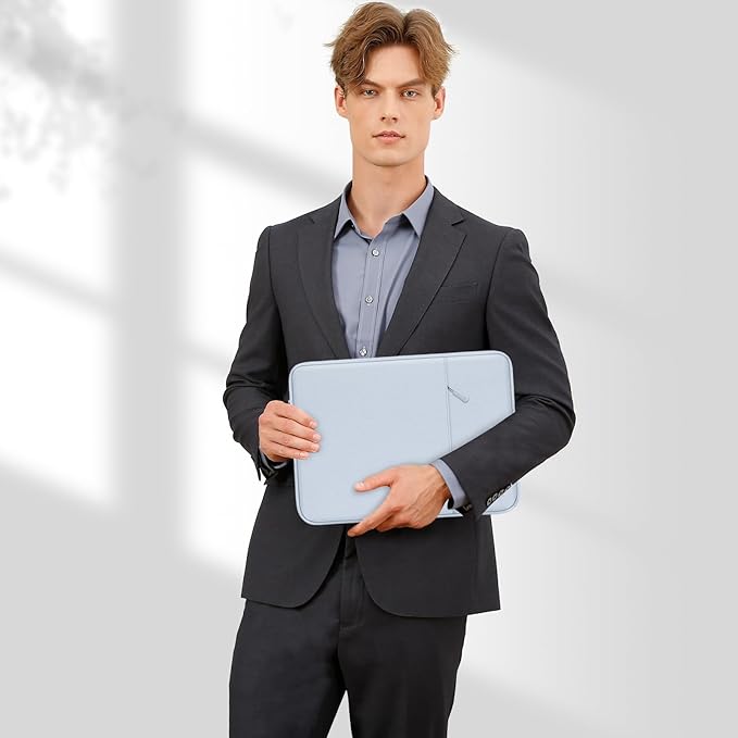 MOSISO Laptop Case 13.3 inch, 13-13.3 inch Laptop Sleeve Compatible with MacBook Air/Pro 13 / Pro 14, HP Dell ASUS Lenovo Notebook, Polyester Vertical Computer Sleeve Bag with Pocket, Baby Blue