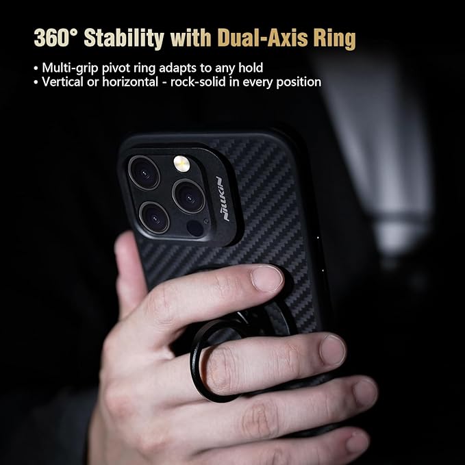 Nillkin FiberSnap for Magnetic Phone Ring Holder for MagSafe, Magnet Cell Phone Grip Stand Finger Ring Kickstand Two-Sided Magnetic Compatible with iPhone 16 Pro Max 15 14 13 12 MagSafe Accessories