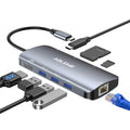 ABLEWE USB C Hub Ethernet 8-in-1, Multiport USB C to HDMI Hub, 4K@60Hz,1000Mbps, 100W PD, 3 USB 3.0 Ports, Docking Station Compatible with MacBook Pro/Air, Tablet, Phone, Type C Devices