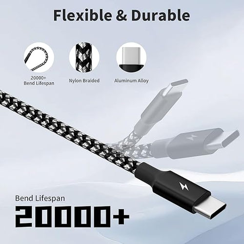 4 in 1 Multi Charging Cable, 2 Pack 5FT USB C Splitter Multi Charging Cable