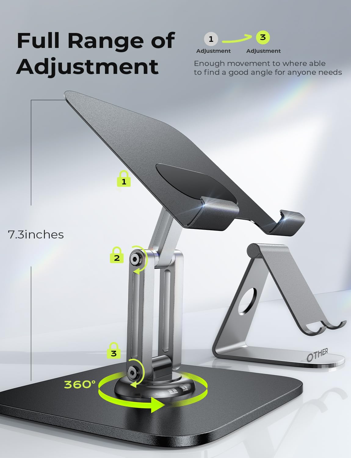 LISEN for iPad Stand Holder All Metal Foldable Adjust Tablet Stand for Desk
