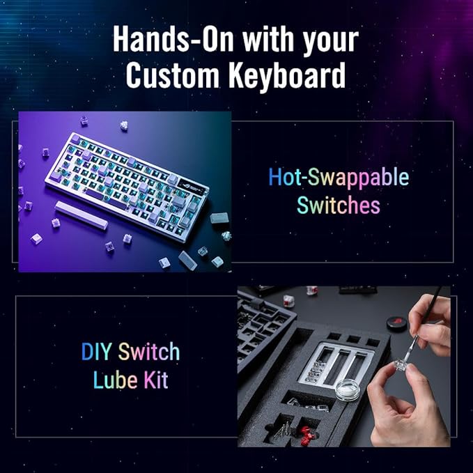 ASUS ROG Azoth 75 Wireless DIY Custom Gaming Keyboard, OLED display, Gasket-Mount, Three-Layer Dampening, Hot-Swappable Pre-lubed ROG NX Brown Switches & Keyboard Stabilizers, PBT Keycaps, RGB - White