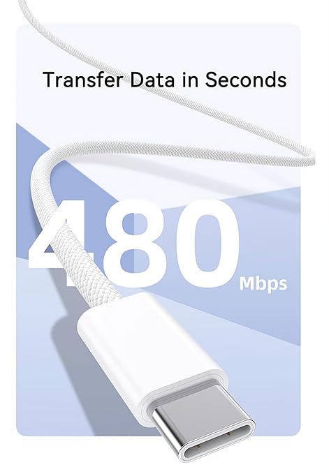[2-Pack 10 ft] Woven USB-C Cable for Apple iPhone 16 Charger MFi Certified Extra Long USB A to Type C Charge Cord Fast Charging for iPhone 16 Pro Max/16 Plus/15 Pro Max/15/CarPlay/iPad Pro (White)