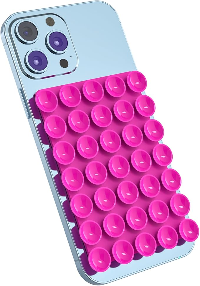 2024 Upgrade 2PCS Silicone Suction Cup Phone Case Adhesive Mount,Adhesive Grip, Sticky Suction Cup Phone Holder & Suction Phone case Holder TikTok & Selfies (Hot Pink, 5x7 Single Sided)