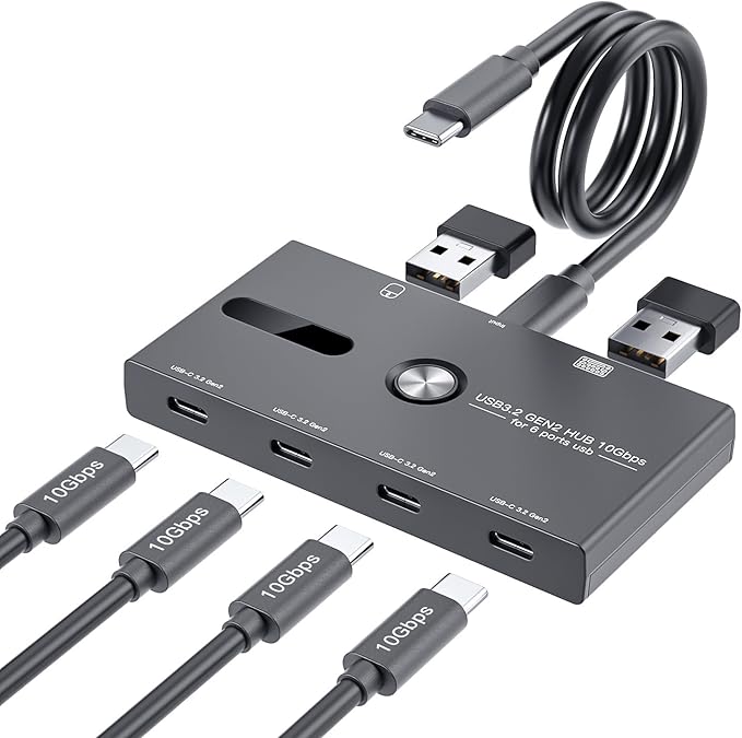 10Gbps USB C Hub, 6 Ports Type C Splitter, USB-A/C to USB C/A Adapter for PC, Laptop, MacBook Pro/Air, iMac, Surface Pro, Chromebook, Etc(HUB ONLY, Not Support Charging/Monitor)