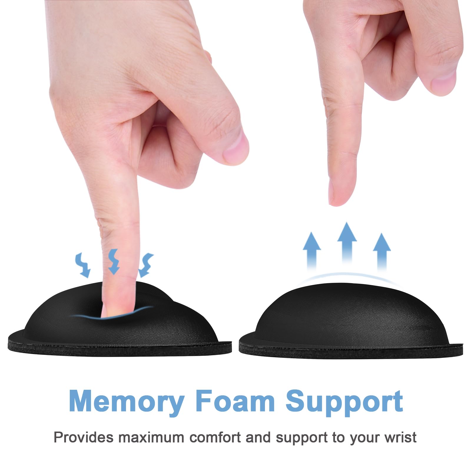 Dapesuom Mouse Wrist Rest, Cute Ergonomic Memory Foam Mouse Wrist for Computer Desk Mats Support, Hand Rest Pad Cushion for Gaming, Office, Laptop, Men, Women, Pain Relief & Easy Typing, Jet Black