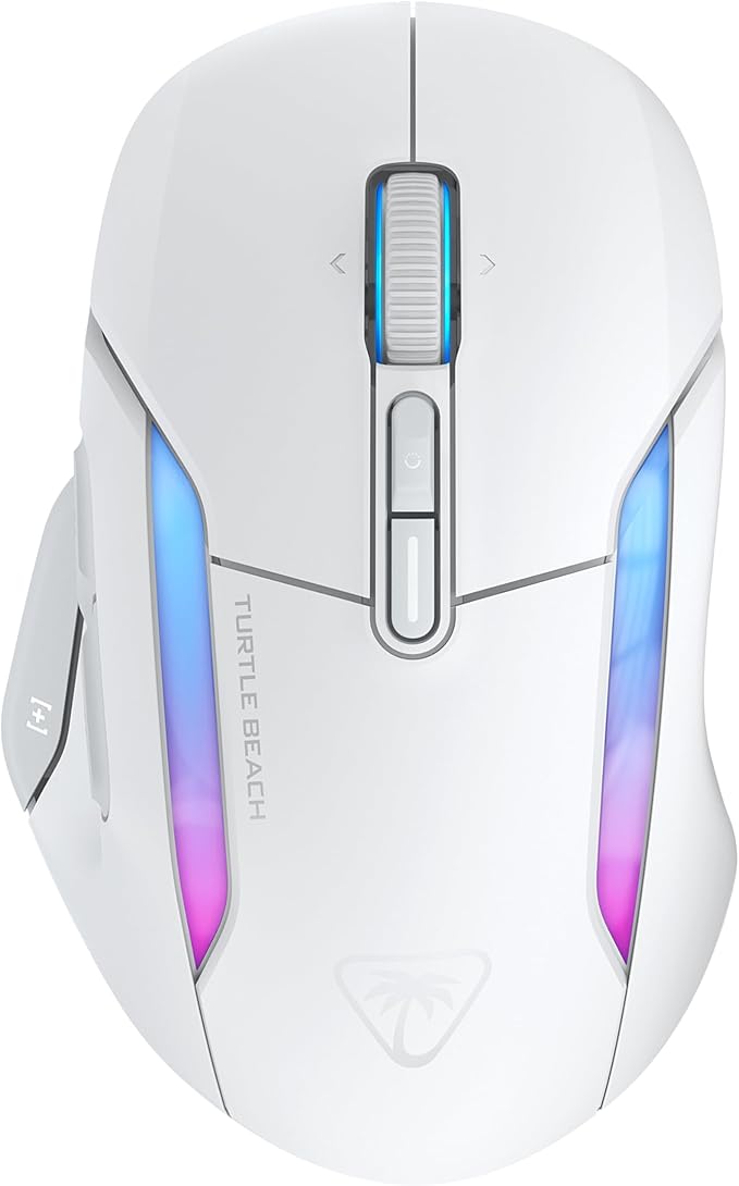 Turtle Beach Kone II Air – Wireless Ergonomic RGB Gaming Mouse, 350-Hr Battery, 26K DPI Optical Sensor, 100M Click Optical Switches, 21 Customizable Inputs, 4D Free-Spin Scroll Wheel – Arctic White