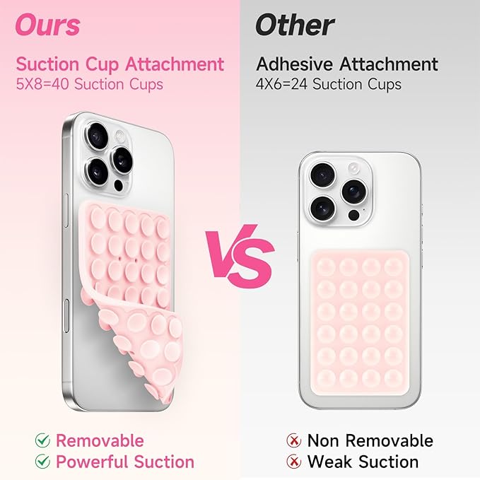 Silicone Suction Cup Phone Case Mount Double Sided, Phone Accessories Hands-Free Strong Grip Holder for Selfies and Videos, Silicon Phone Stand for iPhone and Android Green