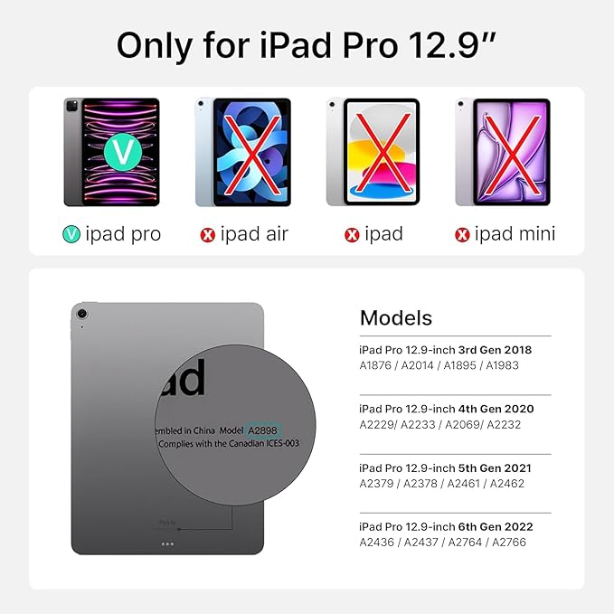 MOKIBO Fusion Keyboard, iPad Pro 12.9" Case, Wireless Touchpad Keyboard with Built-in Trackpad, Bluetooth
