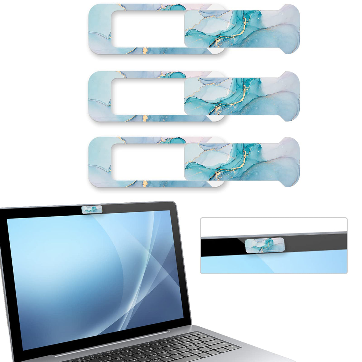 Webcam Cover, 3 Pieces, Laptop Camera Cover, Privacy Shielding Capacity is Twice as Big as The Traditional, Suitable for Computer Mobile Phones, laptops, Tablets and so on (Black)