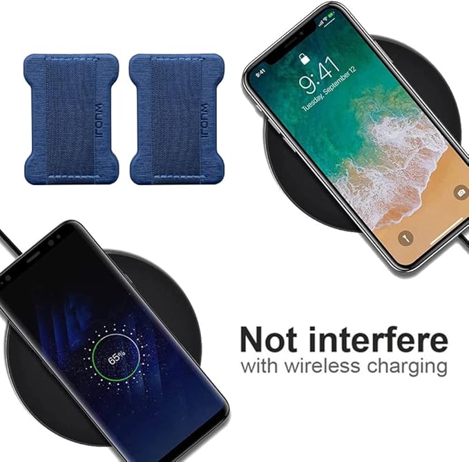 Universal Phone Grip for Smartphones - Phone Holder for Hand for Back of Phone - Wireless Charging Compatible (Black Blue) - 2Pack