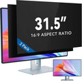 IPROKKO [2-Pack] 31.5 Inch Computer Privacy Screen Filter for 16:9 Widescreen Monitor, Removable 31.5in Anti Blue Light Glare Privacy Shield, Anti Spy Security Protector for Hp Dell Asus Acer Samsung