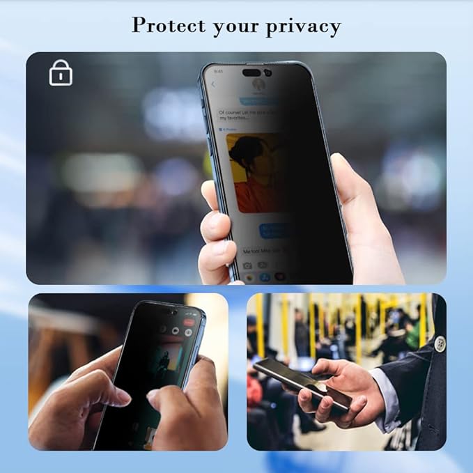 PERFECTSIGHT Privacy Screen Protector Compatible with iPhone 14 Pro 6.1 Inch, HD Clear Bubble Free Anti-Scratch Case Friendly Anti Blue Light Anti Spy 5X Stronger Tempered Glass