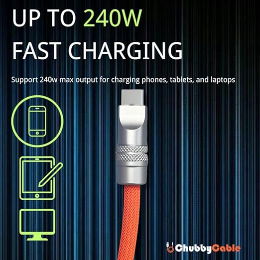 Chubbycable Colorblock Chubby - Spring Braided Silicone Charge Cable, Coiled USB C Cable, 2.29FT-3.6FT, Fast Charging, Purple+Green, Type-C to Type-C, Car & Desktop