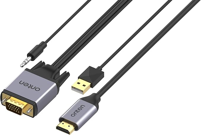 VGA to HDMI Adapter VGA Male to HDMI Male Converter with 3.5mm Audio Jack(Input) for TV Stick, Raspberry Pi, Laptop, Monitor, PC, Tablet, Digital Camera, Etc (3 m)