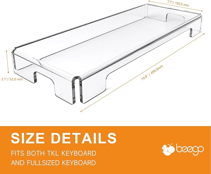 BEEGO Mechanical Computer Keyboard Cover - 2PCS Clear Acrylic Keyboard Cover Keyboard Dust Cover Mechanical Keyboard Cover Full Size Keyboard Protector