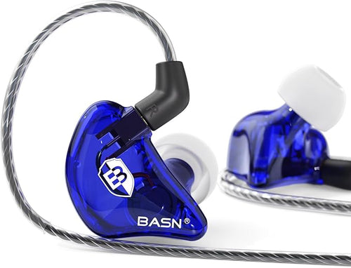 BASN Bsinger PRO in-Ear Monitors Hybrid Dynamic Dual Drivers Two Detachable MMCX Cables Musicians in-Ear Earbuds Headphones (Black)