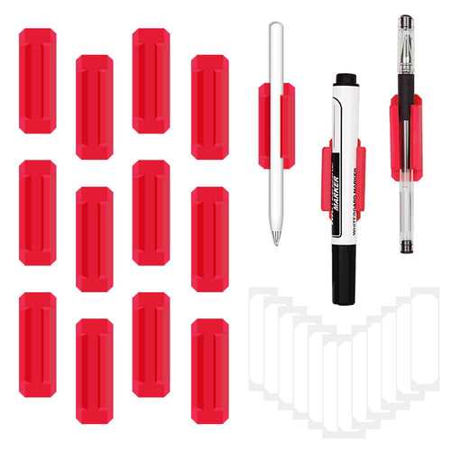12 Pack Silicone Pen Holder/Pencil for Desk with 12 Extra Adhesive Stickers