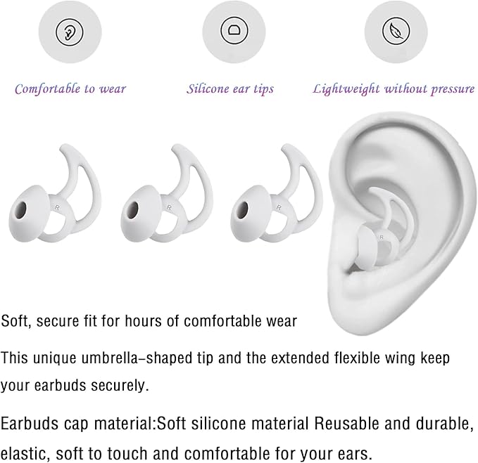 Silicone Ear Tips Replacement Earbud Tips Compatible with Bose Quietcomfort and Sport Headphone Ear Bud Tips Earbud Covers Large 3 Pairs