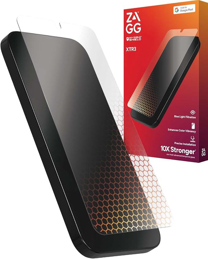 ZAGG Glass XTR3 Google Pixel 9 / Pixel 9 Pro Screen Protector - 10X Stronger with Recycled Glass, Enhanced Eyesafe Blue Light Filter, Anti-Reflective, Easy Installation