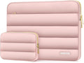 MOSISO 17-17.3 inch Laptop Case, 17.3 inch Puffy Laptop Sleeve Compatible with Dell XPS/HP Pavilion/Ideapad/Acer/Alienware/HP Omen Notebook Computer, Polyester Horizontal Bag with Small Case, Pink