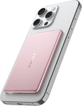 “Air” Power Bank for MagSafe 5000mAh, Ultra Slim Magnetic Wireless Portable Battery Charger Case with USB-C Cable, Compatible with iPhone 17/16/15/14/13/12 Series Only (Pink)
