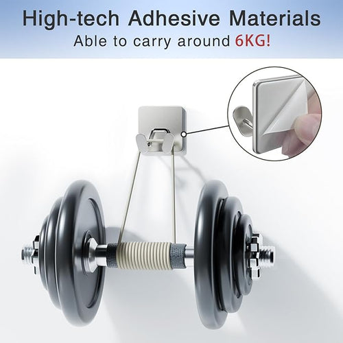 Adhesive Shower Hooks for Inside - Extra Sticky Razor Holder, Silver 6 Pack