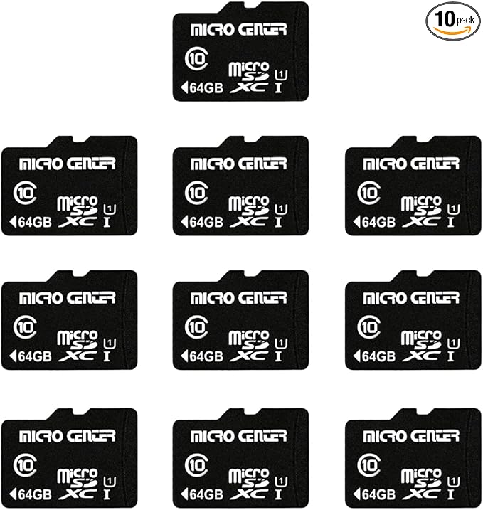 Micro Center 64GB Class 10 MicroSDXC Flash Memory Card 10 Pack with Adapter for Mobile Device Storage Phone, Tablet, Drone & Full HD Video Recording - 80MB/s UHS-I, C10, U1 (10 Pack)