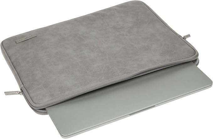 RAINYEAR 16 Inch Laptop Sleeve PU Suede Leather Case Protective Padded Zipper Cover Water Resistant Carrying Bag Compatible with 16" MacBook Pro/Max A2780 A2991 A3403 A3186 A2141 A2485 (Gray)