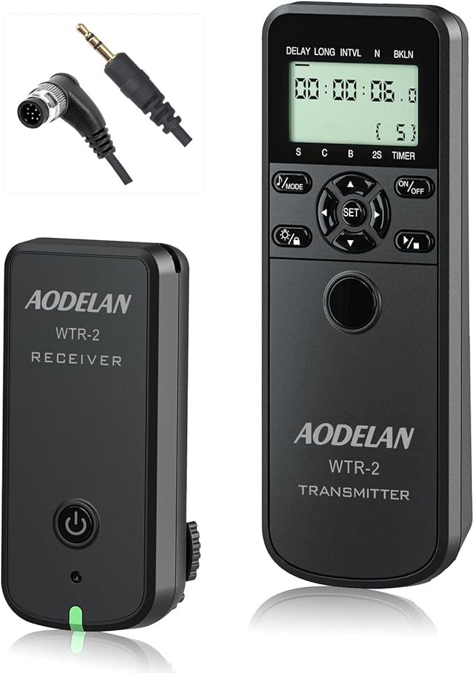 Wireless Shutter Camera Remote Intervalometer Timer Compatible with Nikon D3, D4, D4s, D5, D6, D800, D850, D810, D700, D500, D300, D200, F6, F100, F5, F90, N90s, D1X, D2H; Replaces Nikon MC-30A