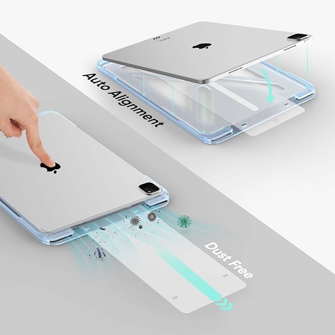 FLOLAB ONETIME NanoArmour Screen Protector for iPad Air 13 Inch 2024 Tempered Glass, TruColor, Blue Light Blocker, No Blue Tint, Original Display Color, Ultra Clear, Easy Install, Durable