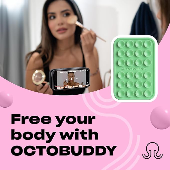 Classic MAX - Silicone Suction Phone Case Adhesive Mount - Hands-Free, Strong Grip Holder for Selfies and Videos - iPhone and Android Compatible - 2.6″ x 3.9″, Green Ash