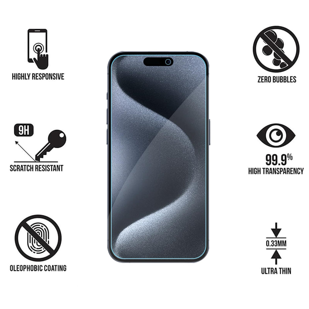 Focuses Anti Blue Light Screen Protector for iPhone 15pro & iPhone 15 [3 Pack] 9H+ Anti Blue Light Tempered Glass, Anti-Scratch, Case Friendly
