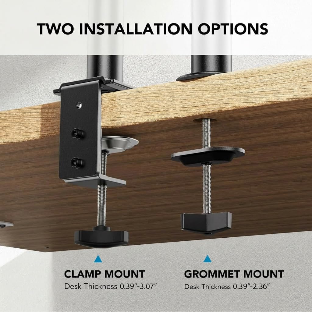 HUANUO Adjustable Monitor Arm with Laptop Tray, Single Desk Mount for 13-32" VESA Monitors up to 22 lbs, 14" x 12" Laptop Tray