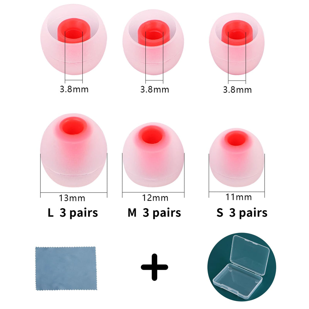 TSZYYM Earbud Tips Ear Bud Tips Soft Anti Slip Washable and Reusable Silicone Replacement Earbud Tips Fit Most in-Ear Earbuds(Inner Hole 3.8mm -5.1mm) 18pcs S M L