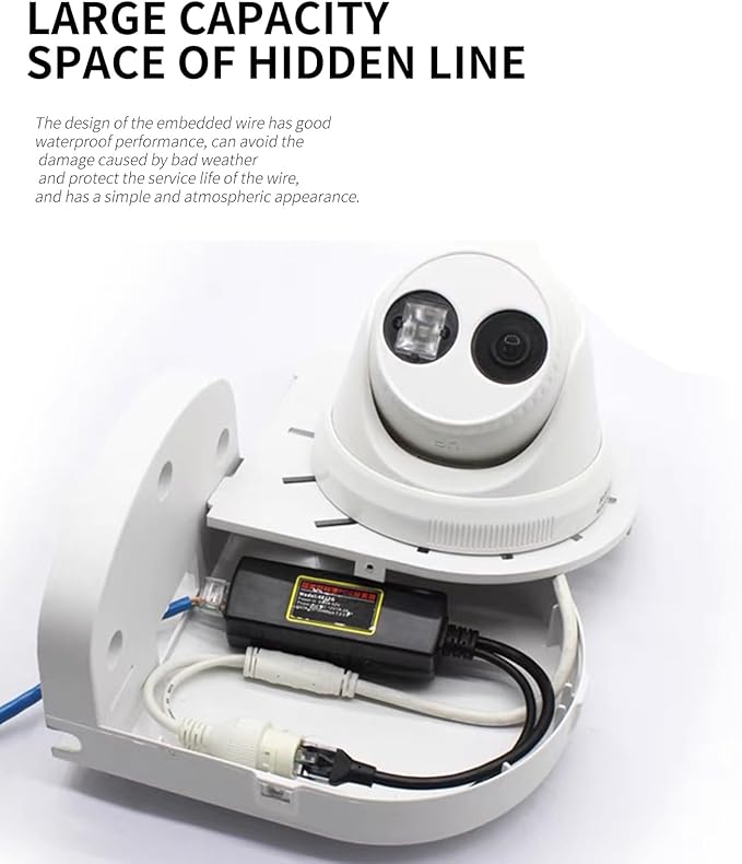Indoor Outdoor Camera Bracket ABS Plastic Wall Mount L-Shaped Bracket for Security Dome IP Camera Mounting, Junction Box Cable Management (2.5in-SL-1PACK)