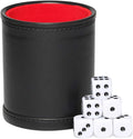 PU Leather Dice Cup Set, Felt Linning Dice Shaker for Yahtzee/Farkle/Bar Party Dice Games, Includes 16mm Dot Dices