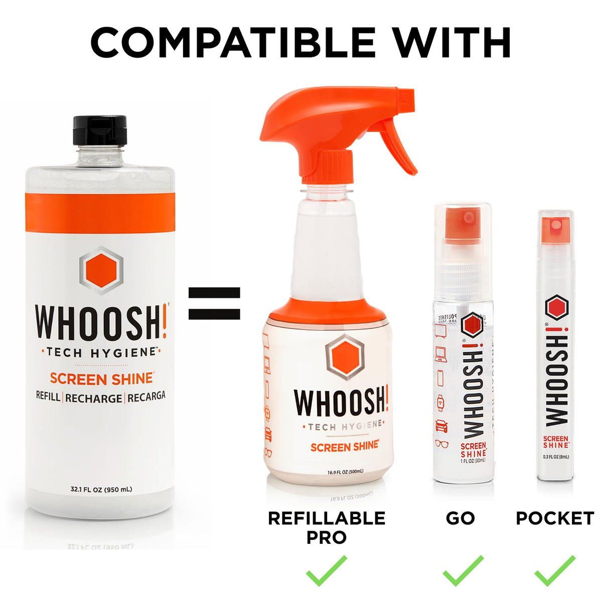 WHOOSH! Electronics Screen Cleaner Liquid Refill, 32.1 fl oz