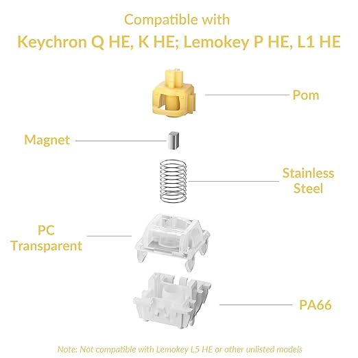 Keychron Magnetic Switches Dawn Linear - 110 PCS, 30gf, Pre-Lubed, 0.1mm Adjustable Actuation, Gateron Double-Rail Hall Effect, Compatible Replacement for HE Keyboards Only