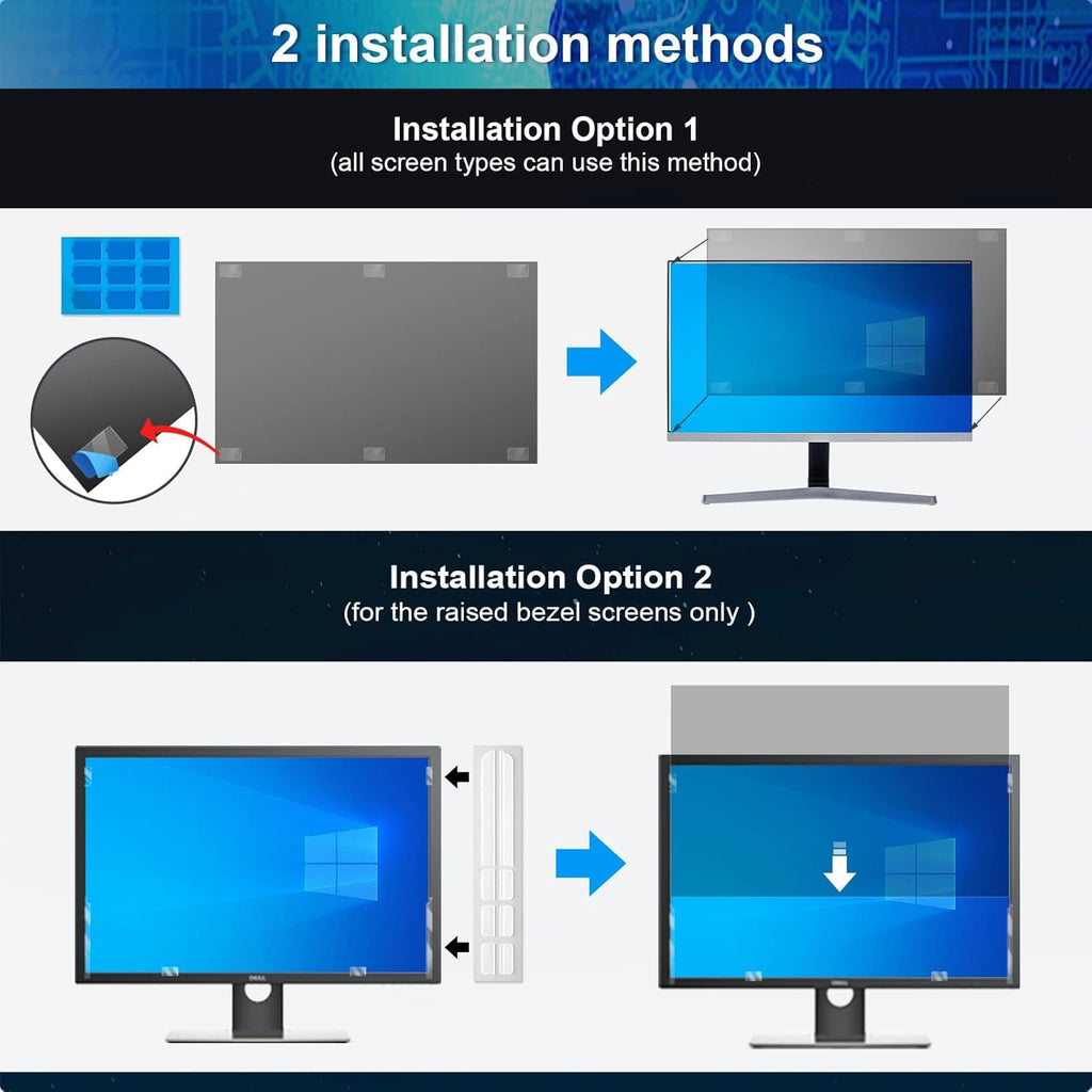 Easges [2 Pack] 24 Inch Computer Privacy Screen Filter for 16:9 Aspect Ratio, Eye Protection, Anti-Glare, Anti-Blue Light Computer Monitor Privacy Filter, Removable Anti-Scratch 24in Protector Film