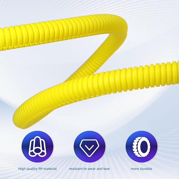 Split Wire Loom Tubing, 10,25ft Cord Protectors from Pets No Chew, Flexible Wire Covers Cord Protectors, Protective Split Cable Sleeve for Automotive Home Industrial Wires(Yellow, 0.98inch-25ft)