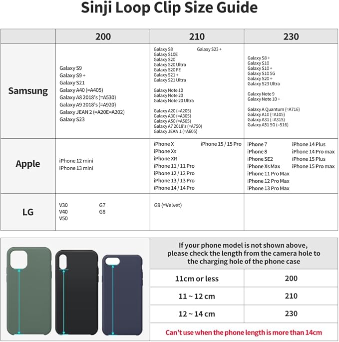 C-Shaped Clip Finger Phone Grip, Sinjimoru Silicone Cell Phone Strap for Phone Case with Clip as Phone Loop Holder for iPhone Case & Samsung Phone. Sinji Loop Clip Navy 200